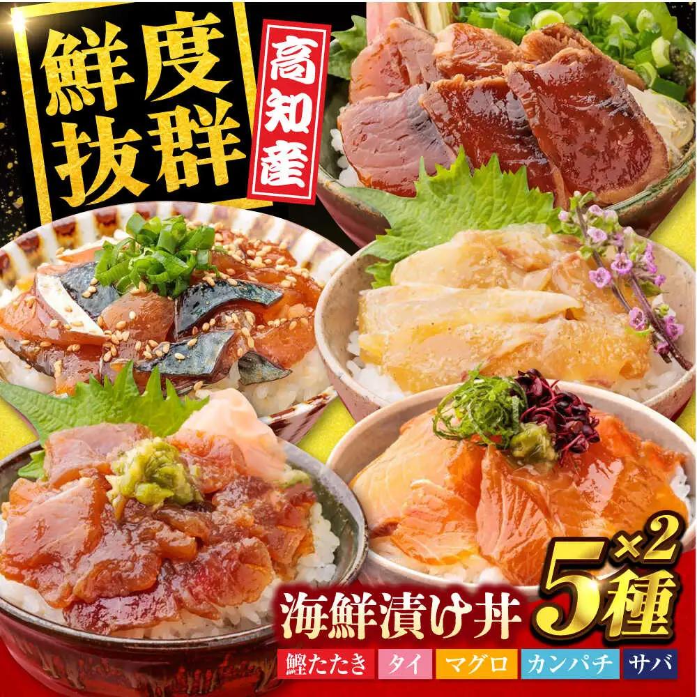 高知の魚5種類が味わえる海鮮漬け丼セット タイ マグロ カンパチ 鰹たたき サバ /各2　冷凍 海鮮丼 海鮮 漬け丼高知 漬け丼【株式会社　七和】[ATAX019]　