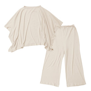 moun　ポンチョ風　レディース　ルームウェア　綿モダール　日本製　M～L（ベージュ、ブラウン、ブルー） ベージュ