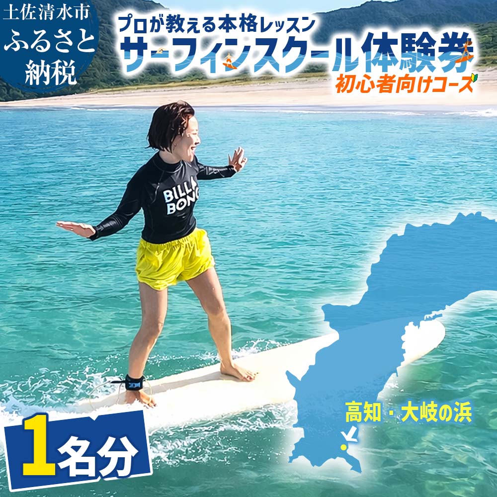 【ふるさと納税】高知 サーフィン スクール 体験券 1名分（初心者向けコース）プロが教える本格レッスン 絶景 太平洋の楽園・大岐の浜 体験チケット サーフィンスクール 体験チケット 高知県 大自然 四国 マリンスポーツ 高知旅行 マリンスポーツ ふるさと納税【R01593】