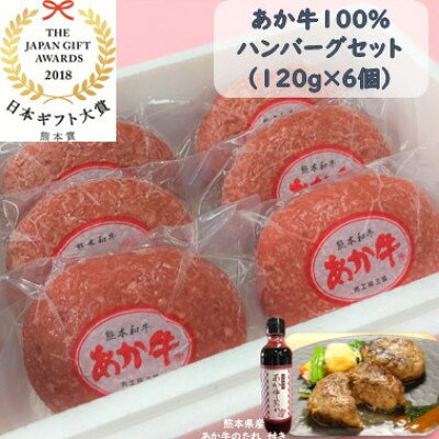 【ふるさと納税】あか牛100%ハンバーグセット(あか牛ハンバーグ120g×6個 あか牛のたれ200ml)(美里町)【配送不可地域：離島】【1444416】