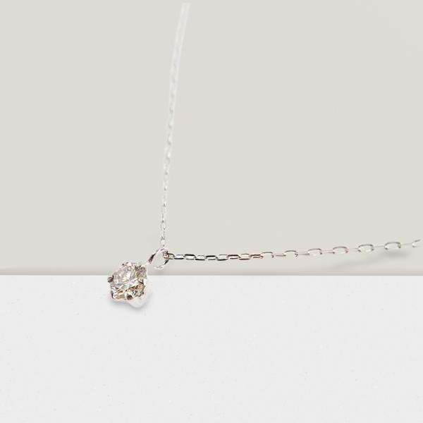 １０金 ホワイトゴールド製 １粒 ダイヤモンド 0.08ct プチネックレス 【1449550】