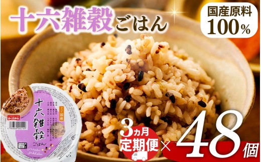 定期便 3回 十六雑穀 ごはんパック 160g 48個 パックごはん パックご飯 ごはんパック ご飯パック パックライス パック 16雑穀 雑穀 米 ごはん ご飯 こめ ライス 備蓄 保存 防災 レンジ 調理 簡単 レンチン 温めるだけ 栄養 ヘルシー 国産 48 48食 レトルト インスタント おいしい 人気 おすすめ おくさま印 大阪 松原