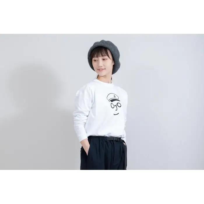 《3》【KEYMEMORY　鎌倉】セーラー帽イラストロングTシャツ　WHITE