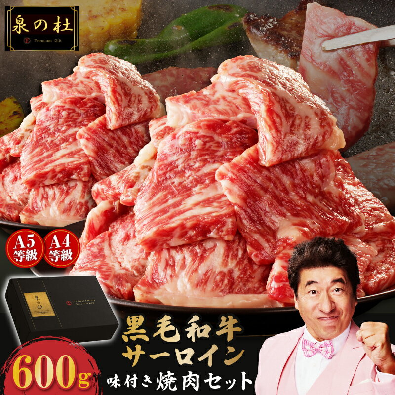 【ふるさと納税】A4ランク以上 黒毛和牛 サーロイン 切り落とし 味付き 焼肉 セット 100g × 6P 合計 600g 小分け 便利 国産 肉 牛肉 赤身 サシ A4 A5 極味付け肉 ダシタレ付き 冷凍 贈り物 ギフト用 お取り寄せ お取り寄せグルメ 大阪府 泉佐野市 送料無料 肉の泉佐野