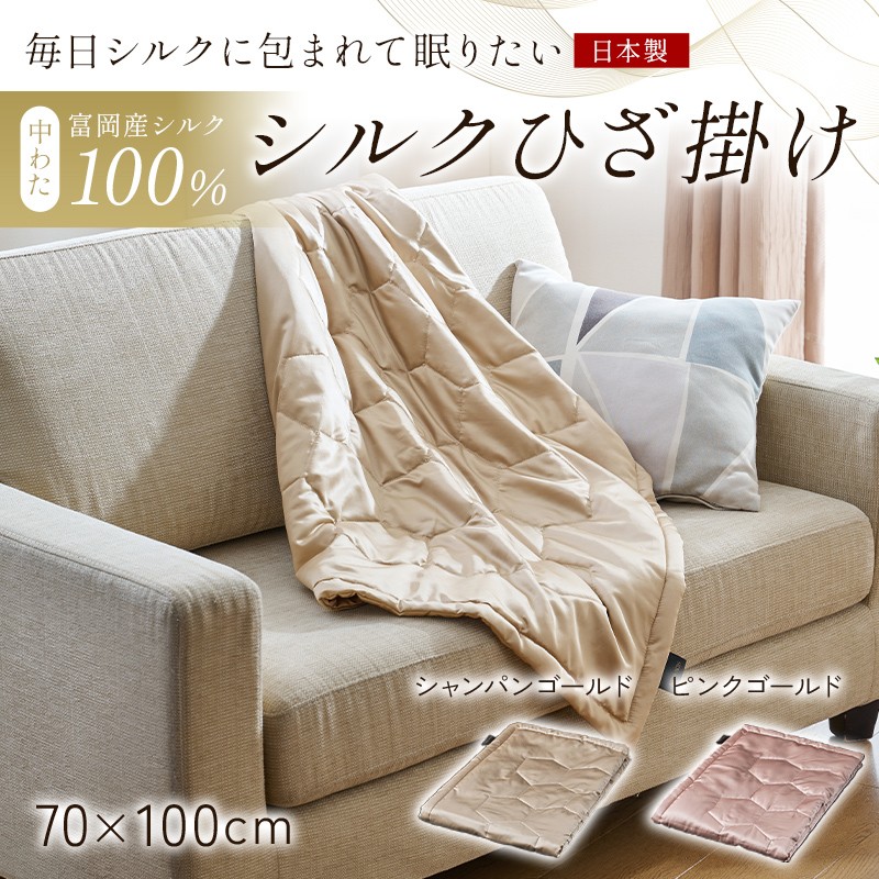 
                  「毎日シルクに包まれて眠りたい」【中わた 富岡産シルク100％】 シルクひざ掛け シルク 絹 贈り物 ギフト 国産 F21E-446
                