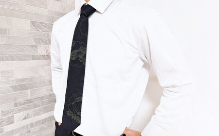 ネクタイ 和福デニムネクタイ グリーン 富士山柄 [BAGM007] ネクタイ