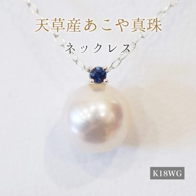 ふるさと納税 天草市 真珠 ネックレス 8-8.5mm ホワイトピンク 9月 サファイヤ K18WG_S101-527