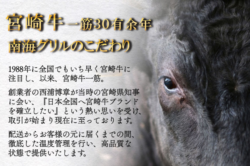 宮崎牛 A4 赤身 ステーキ 150g×3枚 特製ステーキソース シーズニング付 [南海グリル 宮崎県 美郷町 31bg0016] 牛肉 和牛 ステーキ 赤身肉 脂控えめ あっさり 厳選 旨味 冷凍 