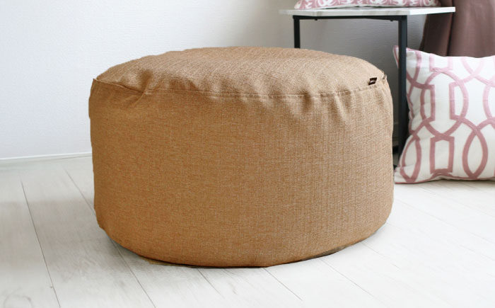 毛布収納 クッションカバー ジャメル（ラウンド×コルク） 1枚 | 収納袋 衣替え タオルケット 布団収納 無地 ビーズクッションカバー | 北新有限会社 [BOBZ004]