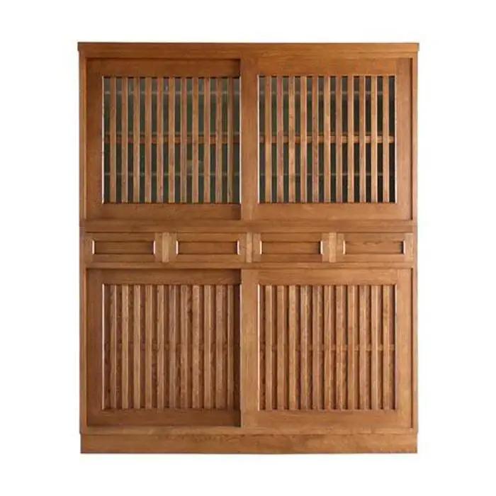 旭川家具 山室家具製作所 民芸家具 北の匠(H) No.1 水屋 150 ナラ 【 国産 無垢 インテリア 木製 収納 民芸 ダイニングボード 食器棚 キッチンボード ダイニング キッチン 北海道 】