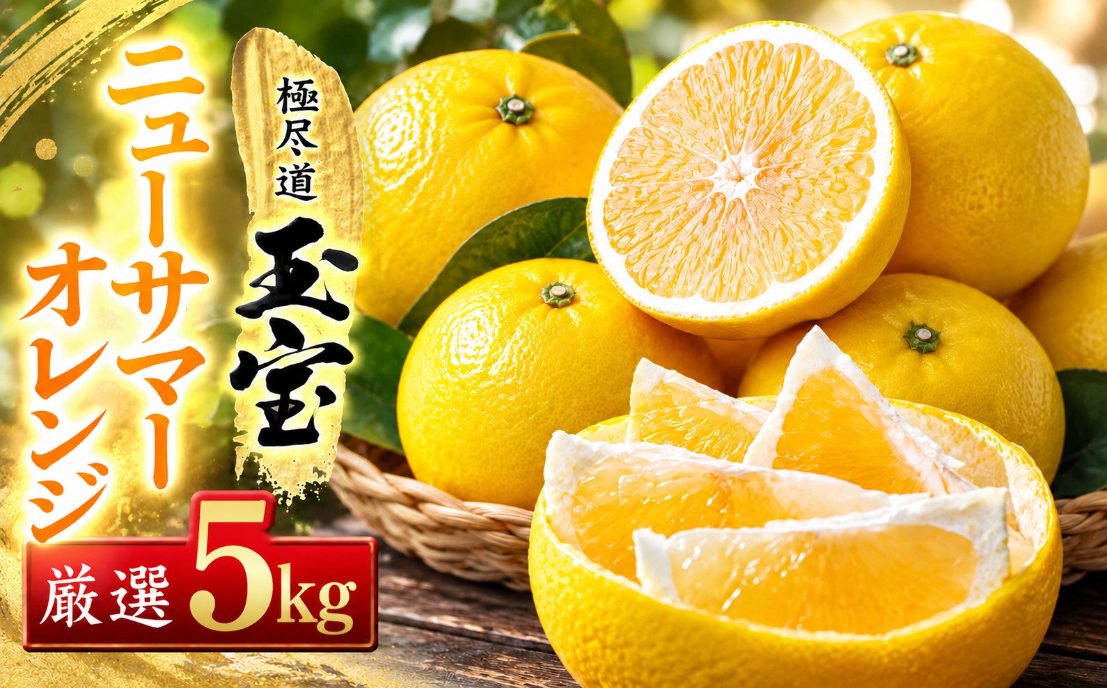 
                  【先行受付】【愛媛名産】玉宝ニューサマーオレンジ　5kg【E64-38】_みかん ミカン 柑橘 日向夏 ニューサマーオレンジ フルーツ くだもの 果物 ふるーつ 青果 果実 甘い ジューシー 産直 産地直送 旬 柑橘類 人気 愛媛 果汁 【1510842】 YWTY027
                