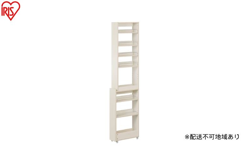 
                  キッチン隙間収納ラック KSRーH160 ホワイト 隙間収納 すきま収納 ラック 16cm キッチンラック スリム キャスター付き ストッカー 収納 おしゃれ パントリー 棚 薄型 冷蔵庫横 洗面所 キッチン収納 アイリスオーヤマ ハイタイプ
                