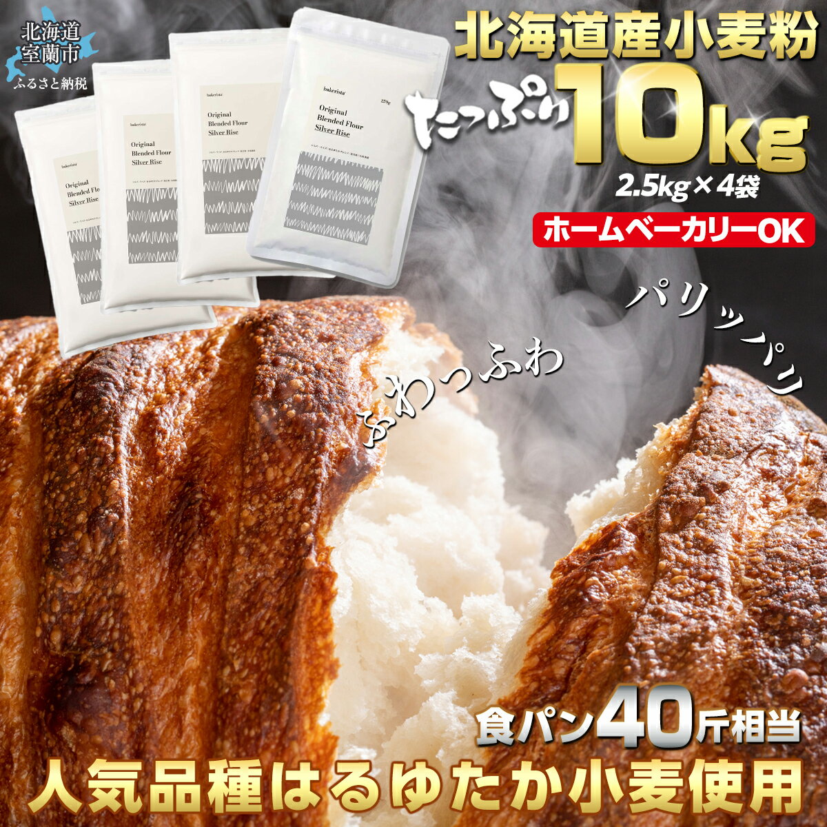 【ふるさと納税】 北海道産 はるゆたかブレンド小麦粉 シルバーライズ（パン用強力粉）10kg 【 ふるさと納税 人気 おすすめ ランキング 小麦 小麦粉 粉 シルバーライズ はるゆたか パン用 強力粉 穀物 国産 北海道産 ギフト 食パン 北海道 室蘭市 送料無料 】 MROBI016