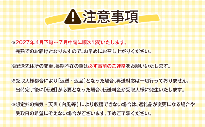 ＜数量限定＞宮崎県産 完熟マンゴー2L×3玉（計1kg以上）※2027年4月下旬配送開始 化粧箱入 フルーツ くだもの【D147-27】