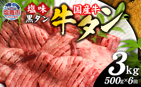 牛タン 定期便 6回 国産 500g × 6ヶ月 計3kg さとう精肉店 黒タン sm00010-6