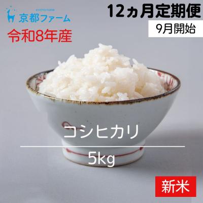 ふるさと納税 京都市 【新米先行受付】〈12か月定期便・9月開始〉令和8年産 京都ファームのコシヒカリ 5kg  精米