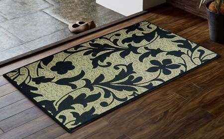 抗菌防臭・消臭 玄関マット ネム 60cm×90cm BK（ブラック） マット 敷き物 いぐさ い草 イグサ い草マット 福岡県 柳川市