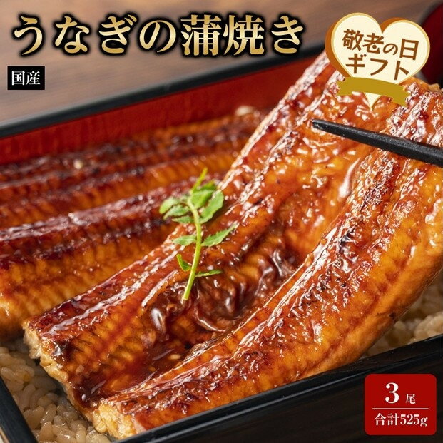 【ふるさと納税】【敬老の日】国産うなぎの蒲焼き 3尾（合計525g）