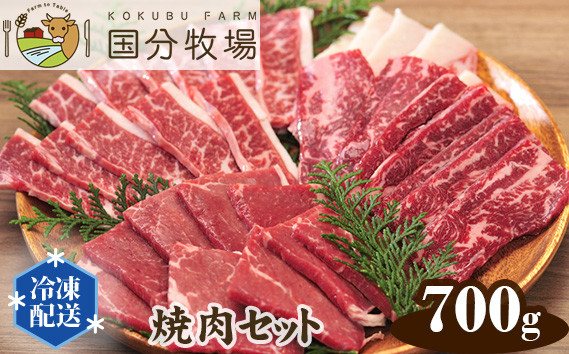 
            ＜国産牛＞ 焼肉セット 700g | 国産牛 国産 牛肉 焼肉 お肉 バーベキュー 三角バラ トモサンカク 上カルビ バラカルビ イチボ シンタマ ウチモモ ミスジ  おまかせ セット 冷凍 クール 焼肉セット バーベキュー BBQ グリル プレミアム お取り寄せ 美味しい おすすめ フレッシュ 真空 おうち焼肉 ギフト 贈り物 家族の食卓 国分牧場 埼玉県 東松山市
          
