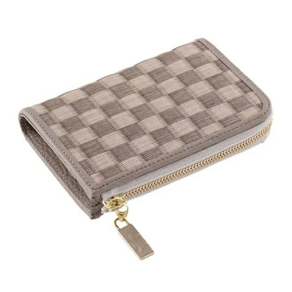 【ふるさと納税】L字ファスナー財布 月の桂・ラテ ／ 織田畳店 葵 Aoi ハンドメイド 二つ折り 財布 畳 セキスイ樹脂製表 本革 奈良県 田原本町