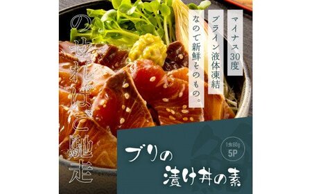 海鮮「ブリの漬け丼の素」1食80g×5P＋「訳ありカツオのたたき」600g以上《迷子のブリを食べて応援 養殖生産業者応援プロジェクト》／「ブリの漬け丼の素」と人気「訳ありカツオのたたき」緊急支援 惣菜