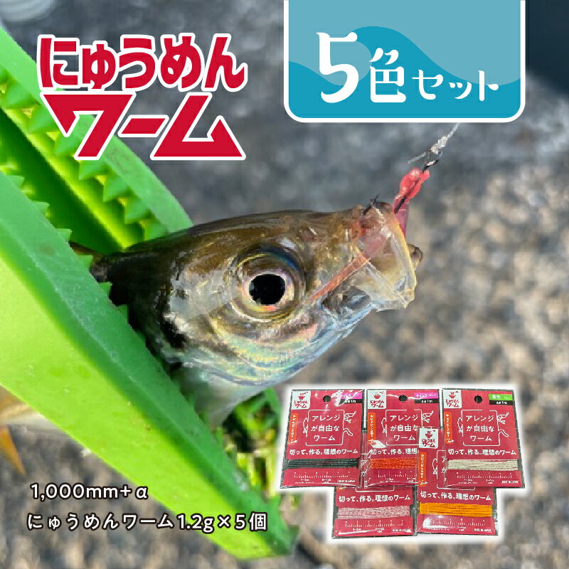 【ふるさと納税】 にゅうめんワーム　5色セット 【 ワーム 釣り 魚 アジ サバ イワシ 切れにくい 海 アウトドア 趣味 】