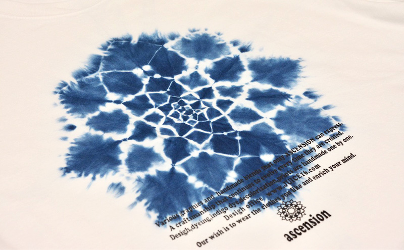 藍染めタイダイTシャツ H ASCENSION  黒部の名水染め　XXL