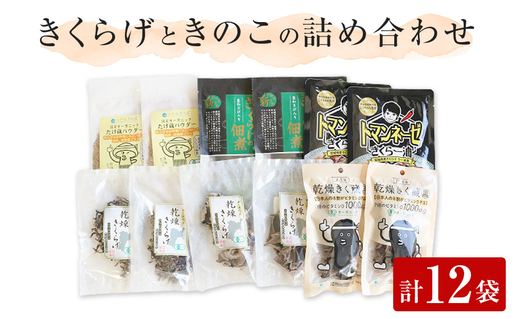 
            名取市産 きくらげ と きのこ の 品詰め合わせセット(2)　6種×各2袋　計12袋セット
          