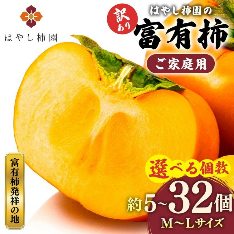 【ふるさと納税】【先行予約】【訳アリ】＼選べる個数／ はやし柿園のご家庭用 富有柿 M~Lサイズ | 柿 カキ かき 訳アリ わけあり 果物 フルーツ 予約 高糖度 濃厚 秋の味覚 旬 お取り寄せ お取り寄せグルメ ご自宅用 ※2026年11月中旬頃より順次発送予定 ※離島への配送不可