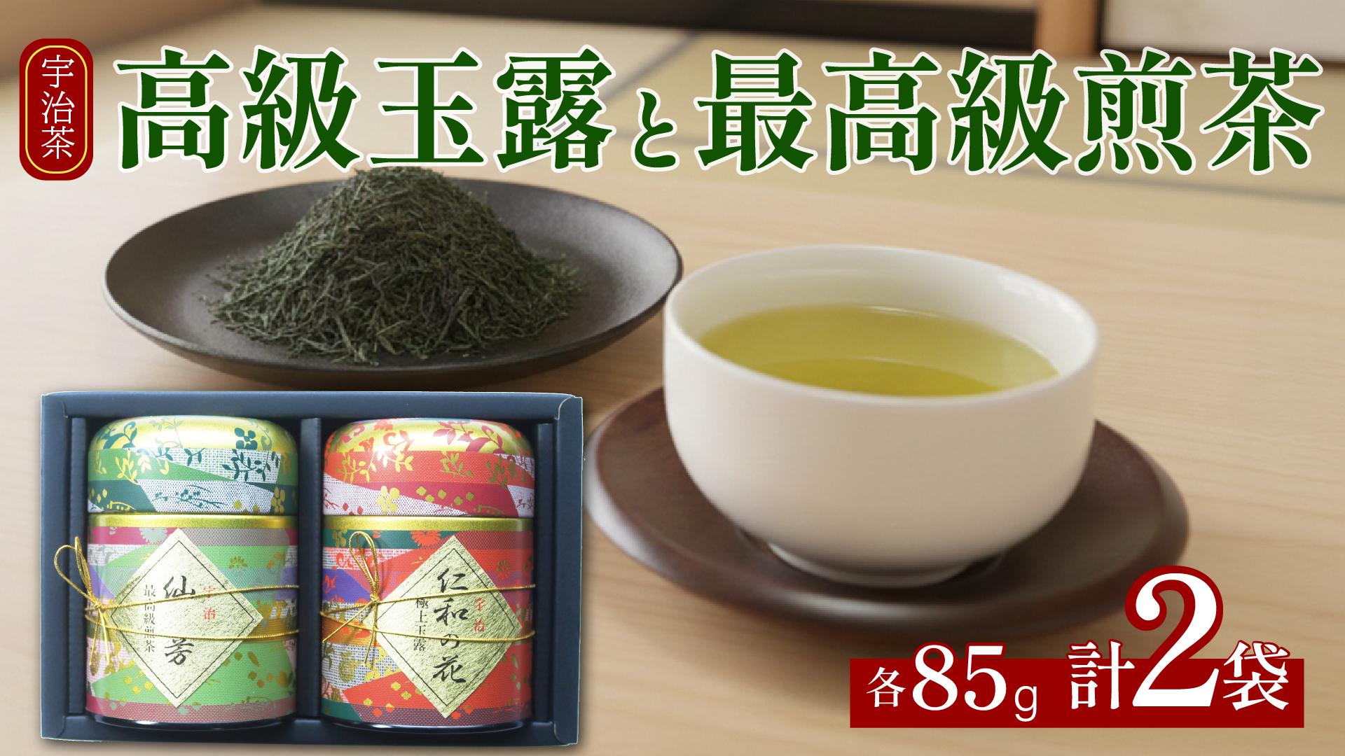 
            高級 宇治玉露 ・ 最高級 宇治煎茶 各85g缶入り 詰め合わせ セット 茶葉 旨み 香り 日本茶インストラクター厳選 お茶 日本茶 国産 飲料 高級 最高級  京都 京都府 井手 井手町 【014】
          