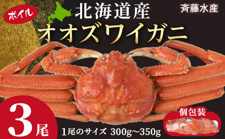 北海道産 大ズワイ 300g～350g ×3尾 ＜斉藤水産＞ AM114