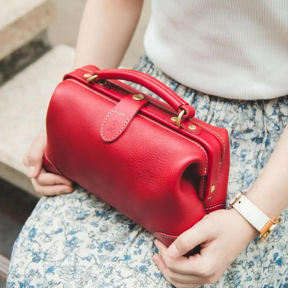 ＜カラー選択可能＞口枠ショルダーバッグ【福岡市内製造】 チョコ