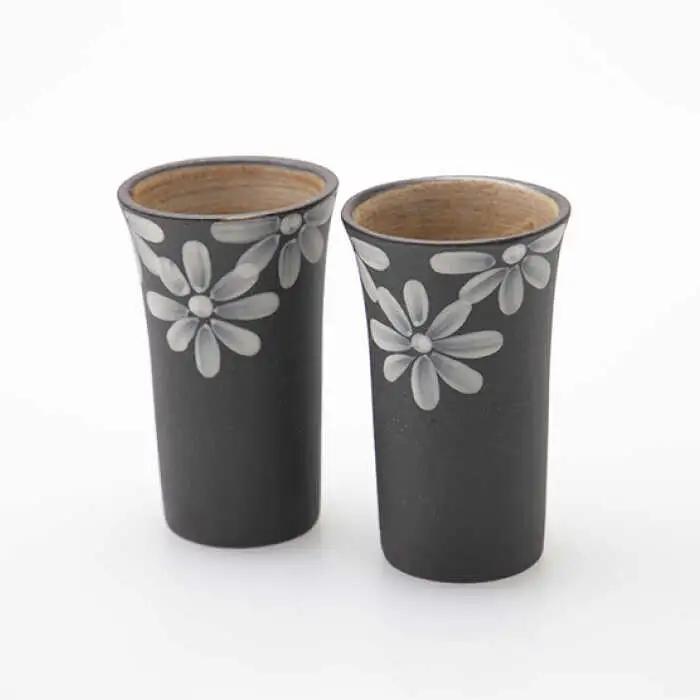 【波佐見焼】まろやかシリーズ 黒一珍 花絵 酒器 5点セット 食器 皿 【國右エ門窯】 [VB12]  父の日 波佐見焼