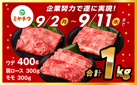 宮崎牛スライス3種セット(計1.1kg)　牛肉 宮崎牛