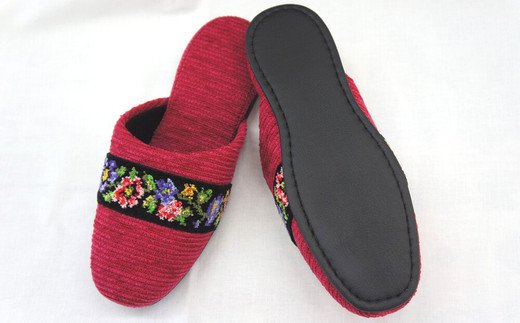 シェニールモール織吊込スリッパ（約25cmまで）＜カラー：レッド＞　【04301-0365】_イメージ3