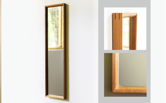 【受注生産】Mirror 05 チェリー/oil finis / 鏡 かがみ ミラー 壁掛け 全身 ウォールミラー 家具 インテリア 身だしなみ おしゃれ 受注 木製 木目調 ナチュラル デザイン /
