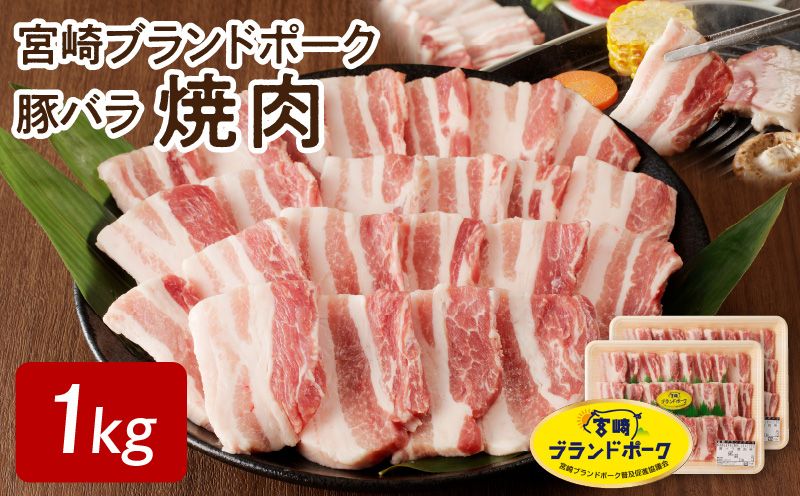 【宮崎ブランドポーク】豚バラ焼肉1kg N061-YA4417