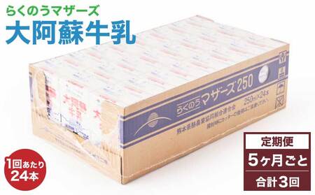 【定期便 5ヶ月毎：3回】大阿蘇牛乳 250ml 1回あたり24本入り 常温保存 大阿蘇牛乳 熊本牛乳 成分無調整牛乳 ロングライフ牛乳