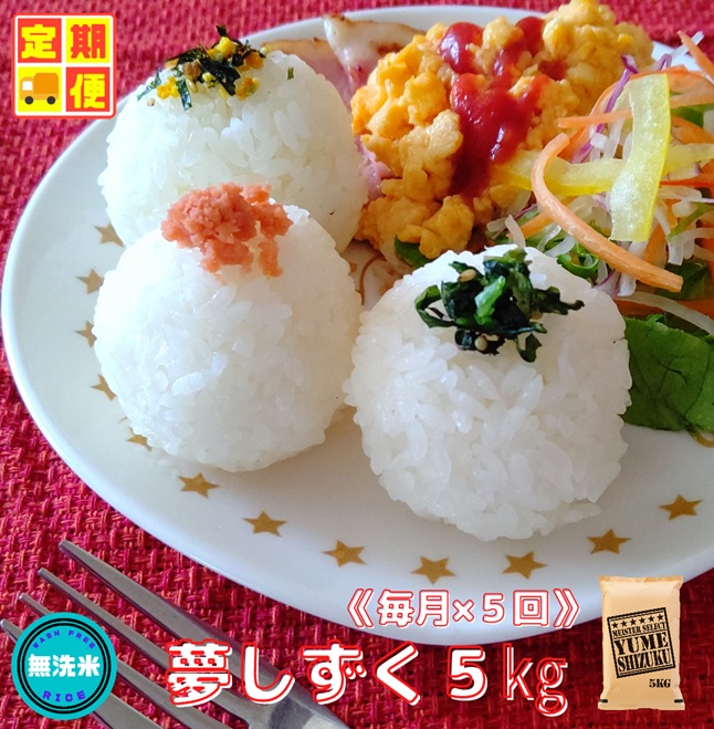 CIC96_『新米予約初回2025年10月発送』【５回定期便】無洗米『夢しずく』５ｋｇ 【五つ星お米マイスター厳選！】