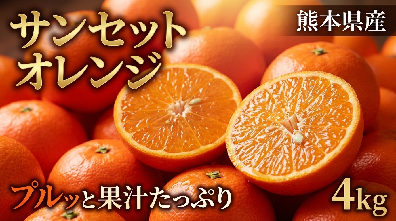 
                  熊本県産　EC12　イーシージュウニ　サンセットオレンジ （約4キロ） おれんじ 柑橘 果物 フルーツ 4kg【2027年1月下旬発送開始】
                