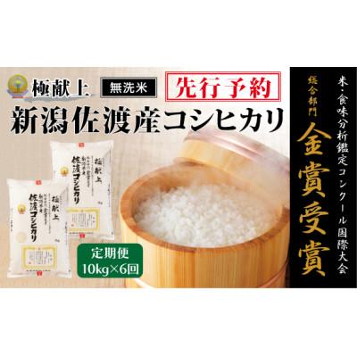 ふるさと納税 佐渡市 【発送月固定定期便】《無洗米》【8年産】10月〜発送 コンク-ル金賞　佐渡産コシヒカリ10kg全6回