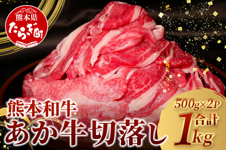 【 年内お届け 】あか牛 バラ 切り落とし 1kg （500g×2）※12/18-28発送※  熊本県産 あか牛 牛肉 バラ 大容量 肉 熊本産 国産牛 和牛 赤身 ヘルシー 多良木町 牛肉 046-0637-R612