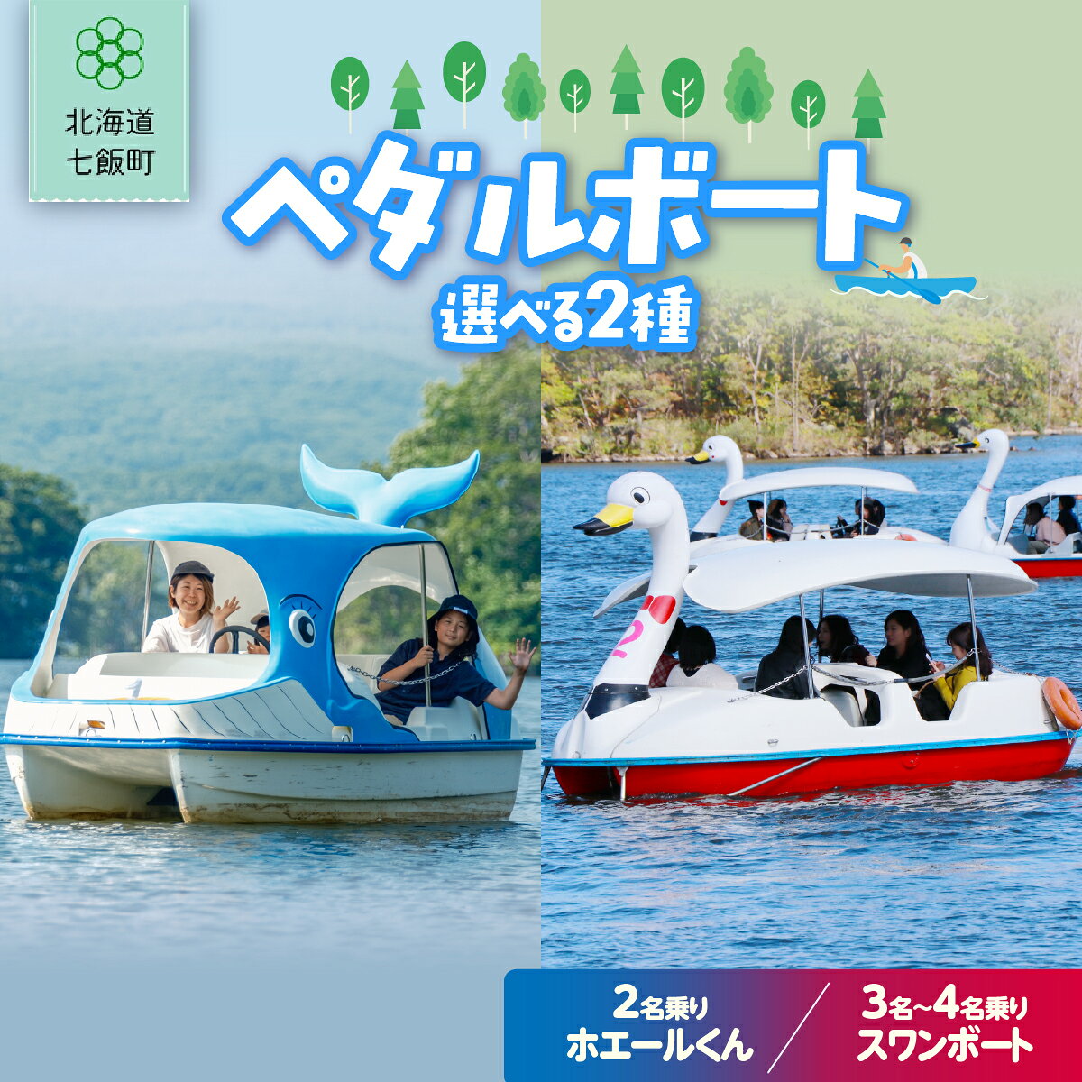 【ふるさと納税】大沼公園 ペダルボート 選べる 2名乗り ホエールくん 最大4名乗り スワンボート 体験チケット アクティビティ 湖上散策 北海道 七飯町