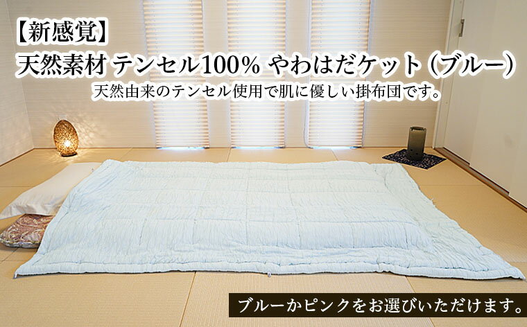 【ふるさと納税】【新感覚】天然素材 テンセル100％ やわはだケット(ブルー) FY23-321 アサギ　ブランケット ガーゼケットアサギ株式会社