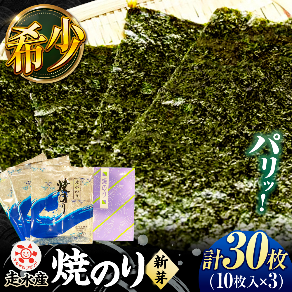 走水 焼のり（新芽） 3帖（10枚×3）【株式会社向井製茶問屋】 [AKBB004]
