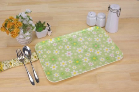 【グリーン×イエロー2枚組】タツクラフト ST ランチョン トレー M 33cm マーチ 