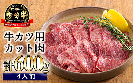 日本一美味しいブランド牛「宮崎牛」の牛かつカット肉セット 600g　TF0682-P00020