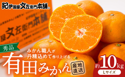 V7432_【2026年先行予約】ブランド有田みかん【Ｌ】秀品10kg／産地直送／薄皮で甘い美味しい和歌山県産／紀伊国屋文左衛門本舗（お届け日指定不可）