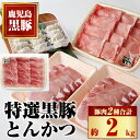 【ふるさと納税】特選黒豚とんかつセット(計約2kg)、黒豚餃子(12個入×1P)付き！ 鹿児島 国産 九州産 黒豚 豚肉 お肉 ロース モモ 餃子 ぎょうざ 焼肉 とんかつ【和田養豚】