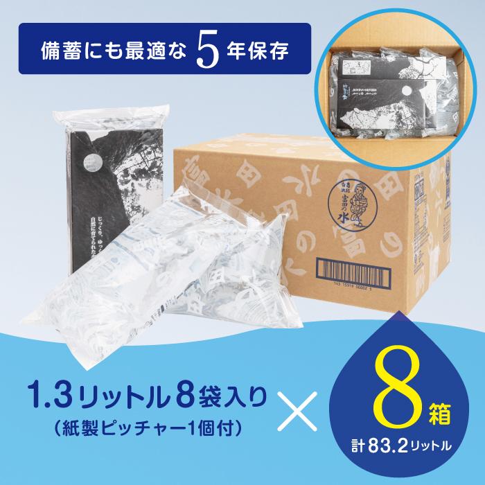 5年保存水 南紀白浜 富田の水 1.3リットル 8個入り×8ケース